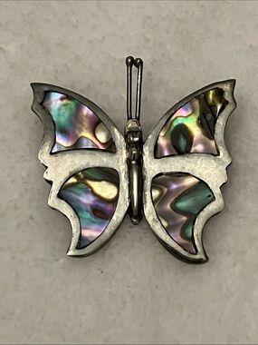 Vintage Mexican Sterling Abalone Butterfly Brooch